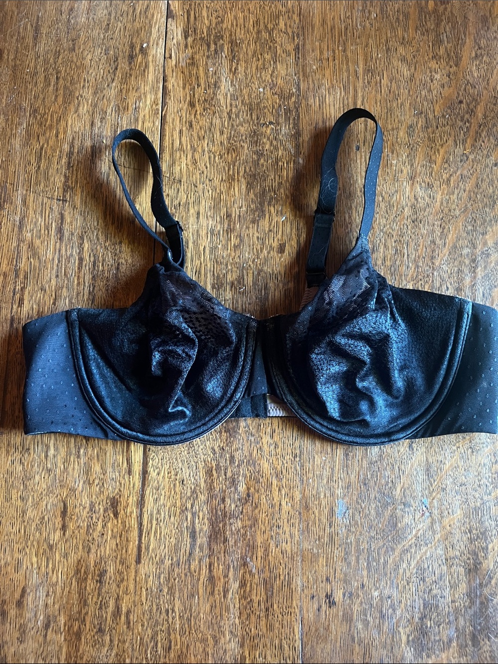 Wacoal Black Underwire Bra with Dotted Side Panels